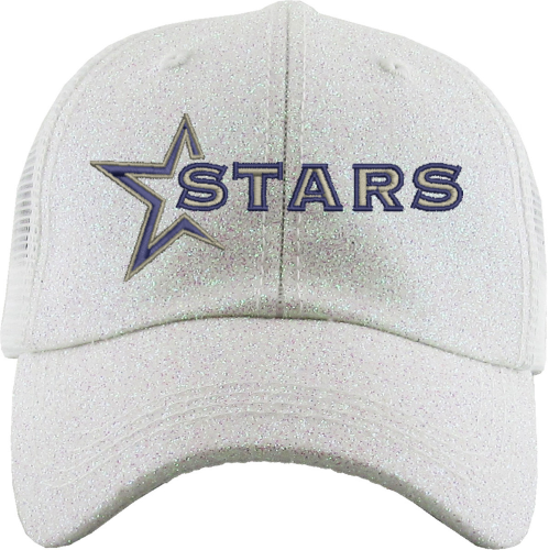 Glitter Meshback Baseball Cap with Stars Wordmark logo