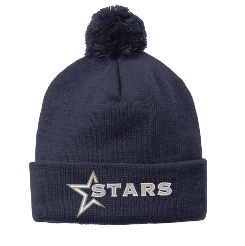 Solid Pom Pom Beanie with Stars Wordmark logo