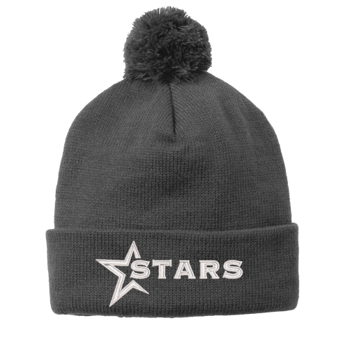 Solid Pom Pom Beanie with Stars Wordmark logo