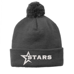 Solid Pom Pom Beanie with Stars Wordmark logo